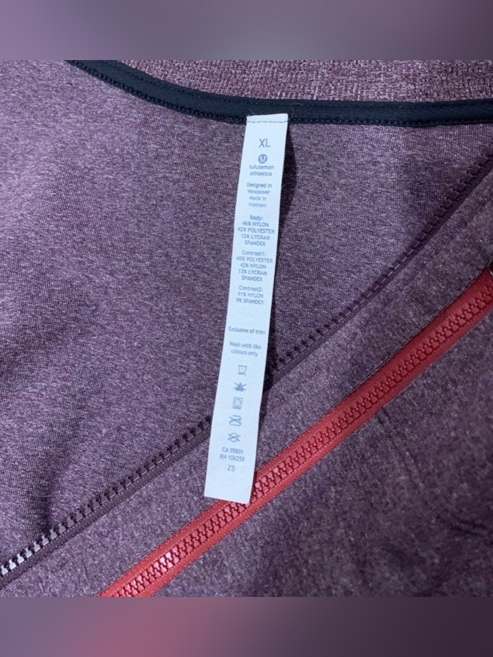 Lululemon Jacket - Six Pack Bomber Jacket, Dark Cherry Heather (XL) - Picture 6 of 8